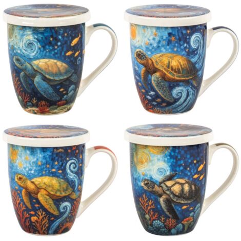 Mug tortue en porcelaine avec filtre et coffret cadeau - Usage quotidien (1/5)