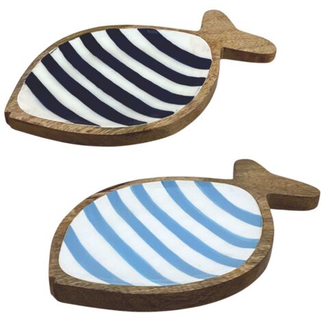 Plateau décoratif en bois à motif aquatique (1/5)