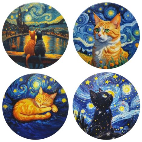 Dessous de verre en céramique en forme de chat - Design artistique et coloré pour la table (1/5)