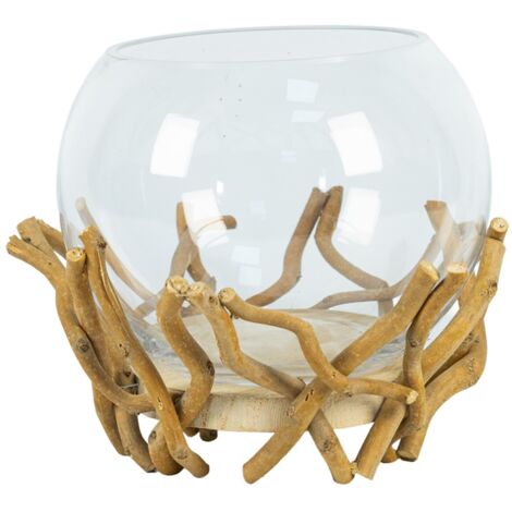 Bougeoir en bois de paulownia avec base en bois naturel - Style rustique (1/5)