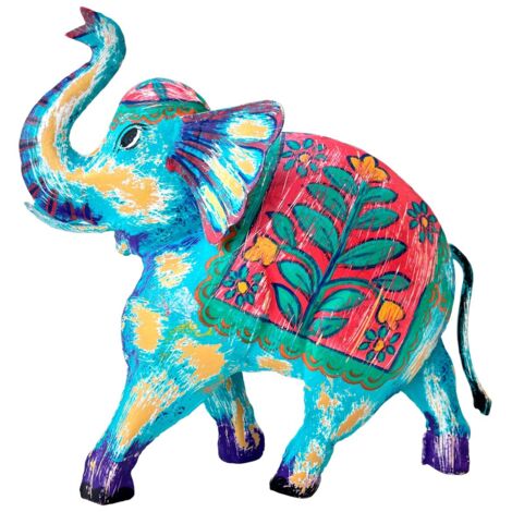 Figurine d'éléphant en fer-blanc coloré - Décoration artistique (1/5)