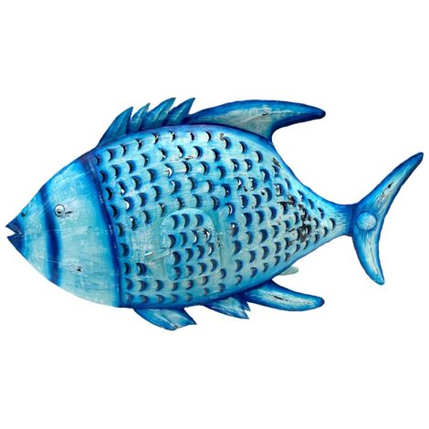 Bougeoir en forme de poisson bleu - Décoration nautique