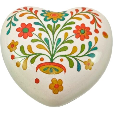 Figurine en céramique en forme de cœur et de fleur - Décoration colorée et artistique (1/5)