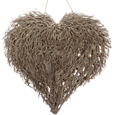 Décoration murale en forme de cœur en bois de pin - Style rustique pour le jardin