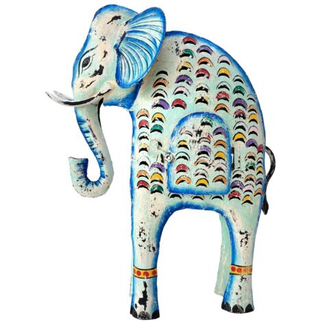Bougeoir éléphant en métal - Décoration colorée pour la maison (1/5)