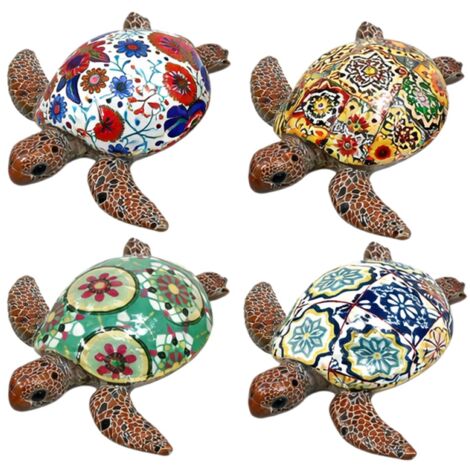 Figurine de tortue 4U - Résine décorative colorée pour la maison