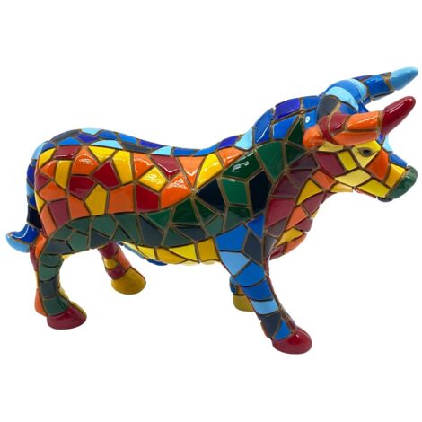 Figurine de taureau en mosaïque de résine colorée - Décoration moderne