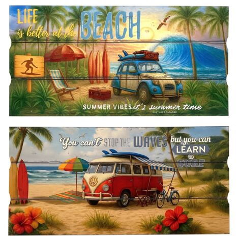 Décoration murale de jardin en MDF « La vie est plus belle à la plage » - Été tropical