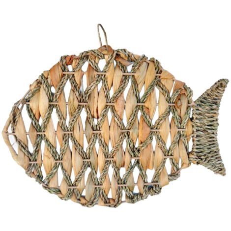 Décoration murale en jacinthe d'eau en forme de poisson - Décoration naturelle pour jardin