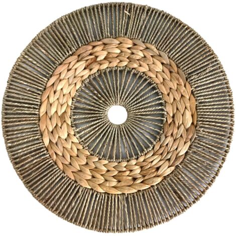 Décoration murale ronde en forme de L avec palmiers et joncs de mer - Style naturel pour jardin