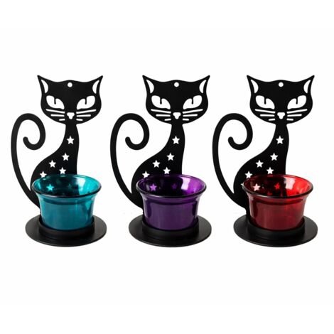 Bougeoir chat en métal, style moderne et décoratif (1/5)
