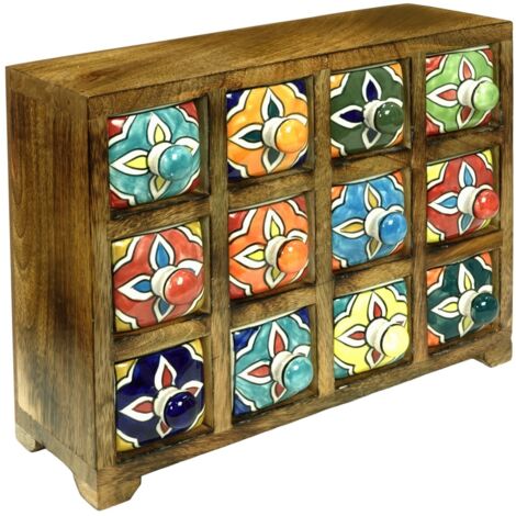 Étagère à épices colorée en bois et céramique avec 12 tiroirs pour la cuisine (1/5)