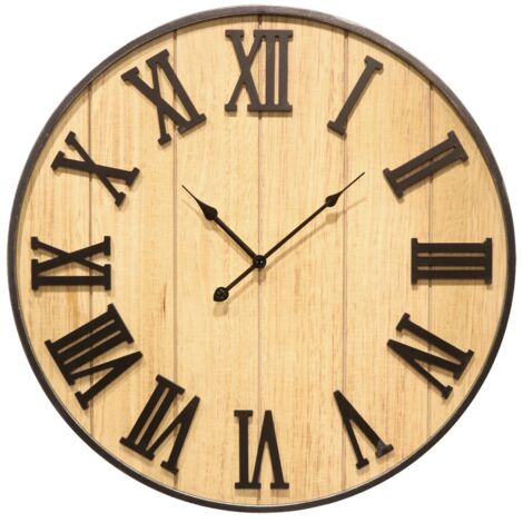 Horloge ronde en MDF avec chiffres romains et style vintage (1/5)