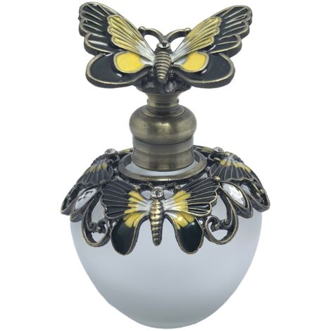 Flacon de parfum papillon en métal et verre - Style vintage orné de détails papillon (1/5)