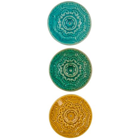 Assiette en céramique turquoise et jaune 3U - Décoration colorée (1/5)