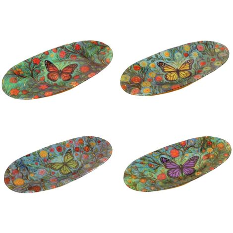 Assiette décorative en verre en forme de papillon pour table - Style coloré