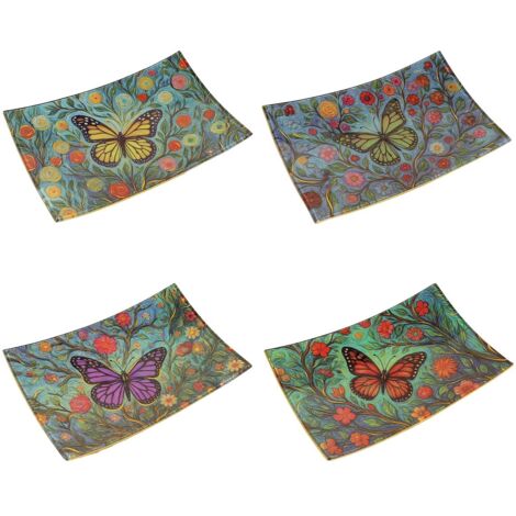 Assiette en verre papillon - Motif floral coloré et moderne (1/5)