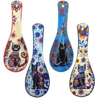 4 repose-cuillère chat différents - Repose-cuillère amusant pour la cuisine - Accessoire original pour cuisiner avec style et plaisir à la maison