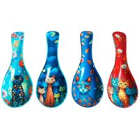 Repose-cuillère chat, lot de 4 repose-cuillères en céramique, idéal pour la cuisine, cadeau original, design amusant