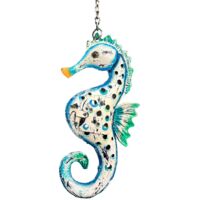 Pendentif en étain Hippocampe - Couleur bleue fantaisie style nautique