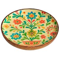 Assiette à fleurs en bois et résine S - Décoration colorée pour la maison