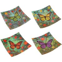 Assiette en verre papillon - Colorée et florale, idéale pour la décoration