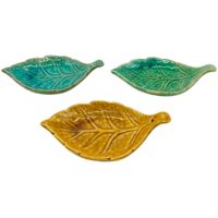 Assiette en céramique 3U à motif de feuilles - Décoration colorée