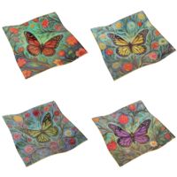 Assiette en verre papillon - Motif floral coloré pour la décoration