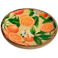 Assiette orange S en bois et résine - Design frais et coloré