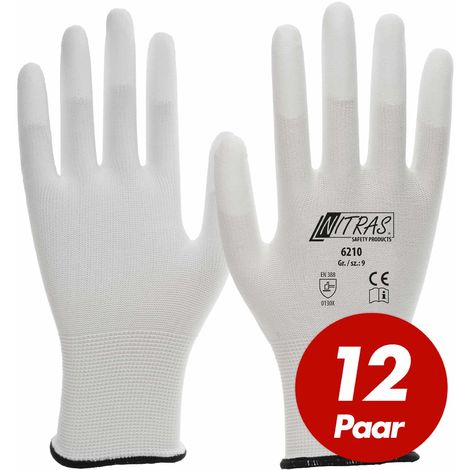 6 Paar Handschuhe Nylon PU beschichtet Montagehandschuhe Arbeitshandschuhe grau 