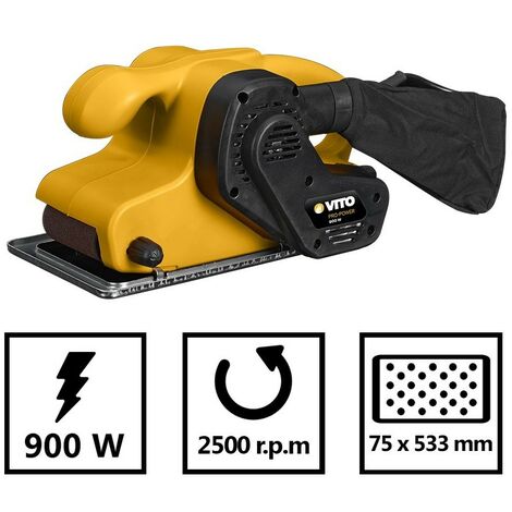 Levigatrice a nastro 900W VITOPOWER Velocità 2500 rpm 75 x 533 mm + Sacco  di recupero