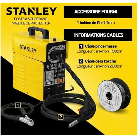 Stanley saldatrice inverter a filo gas - no gas 160 A