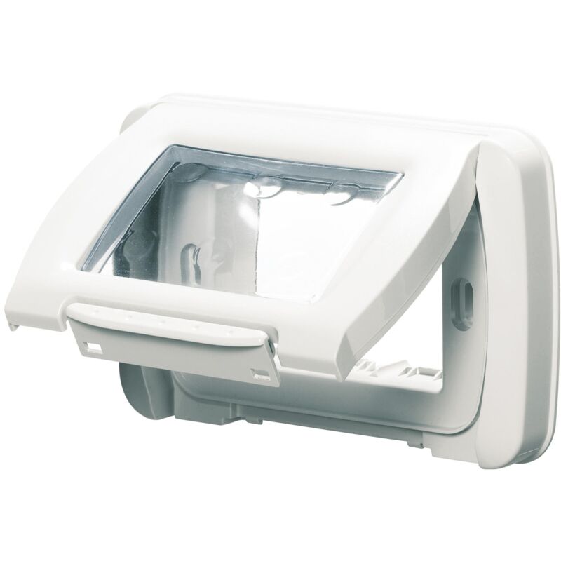 RiteAV Placca A Muro 1 Banda Legno/Bianco Con 2 Porte - Cat6 Schermato E Coassiale (Staffa Inclusa)