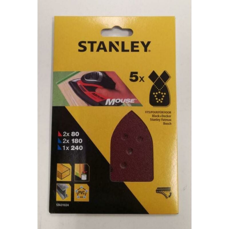 Stanley 5 Fogli Velcro Grane Assortite Sta31024-xj