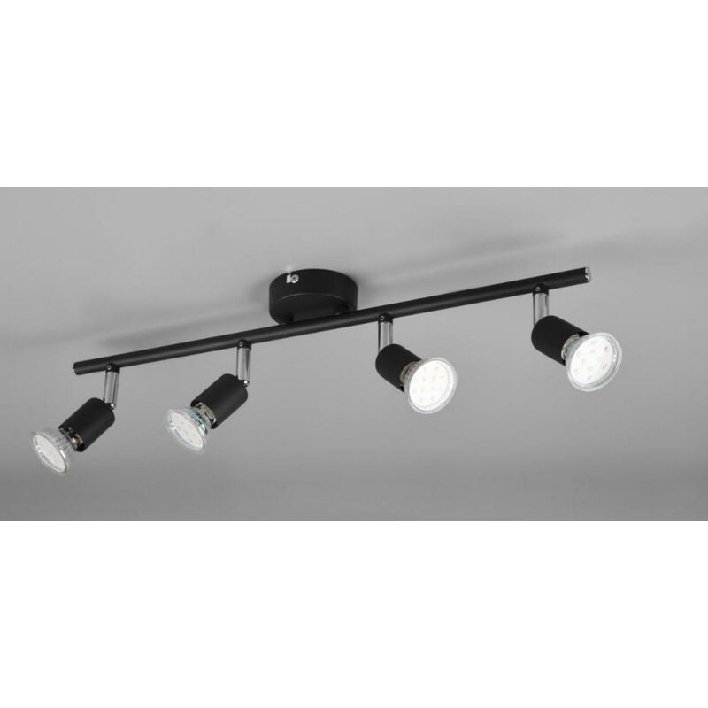 Trio lighting faretto paris lampadine escluse barra 4 luci attacco gu10  nero opaco r80914032