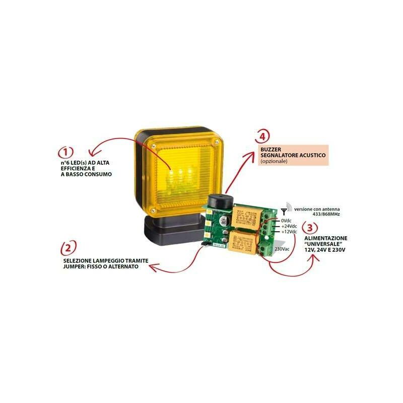 segnalatore luminoso con cicalino a 12v