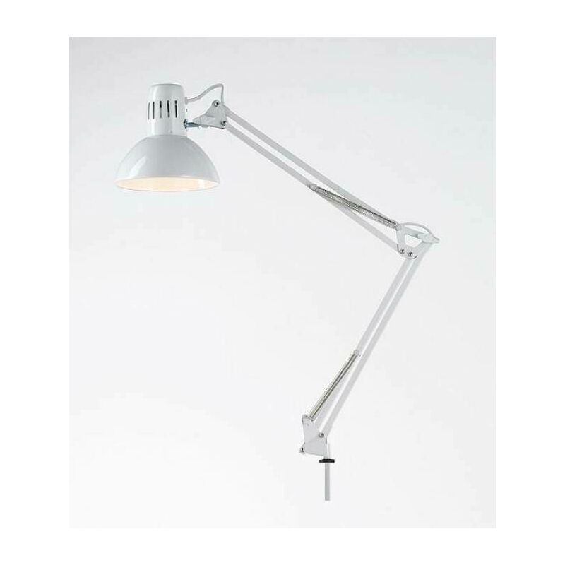 Perenz lampada da tavolo snodabile con morsetto 60w attacco e27 colore  bianco 4025b