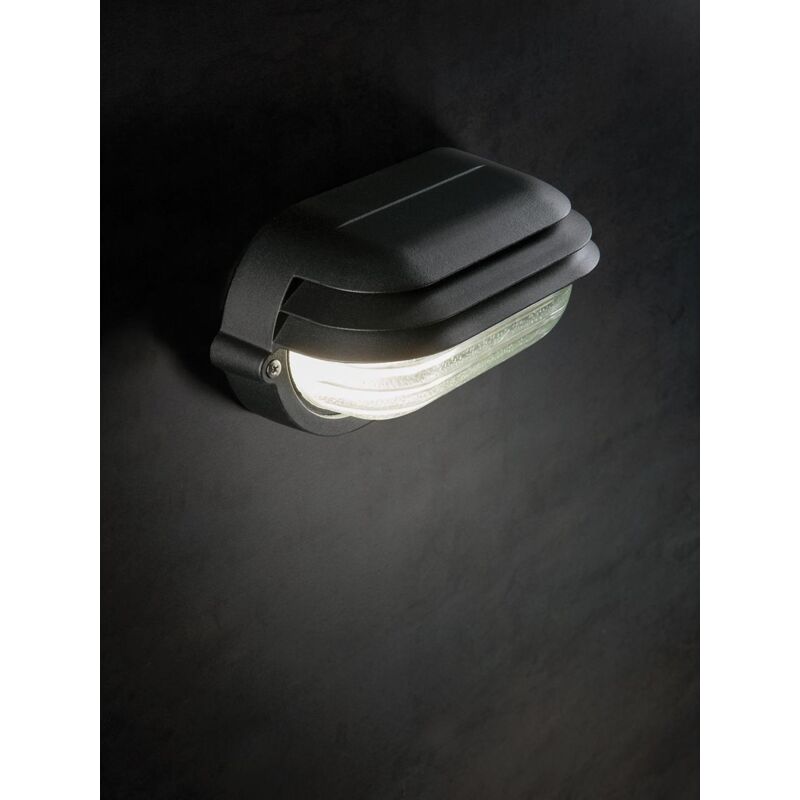 Applique Con Gabbia Piccola Palpebra Ovale Alluminio E Vetro Nero 1 Luce E27 Sovil 787 06 - 6