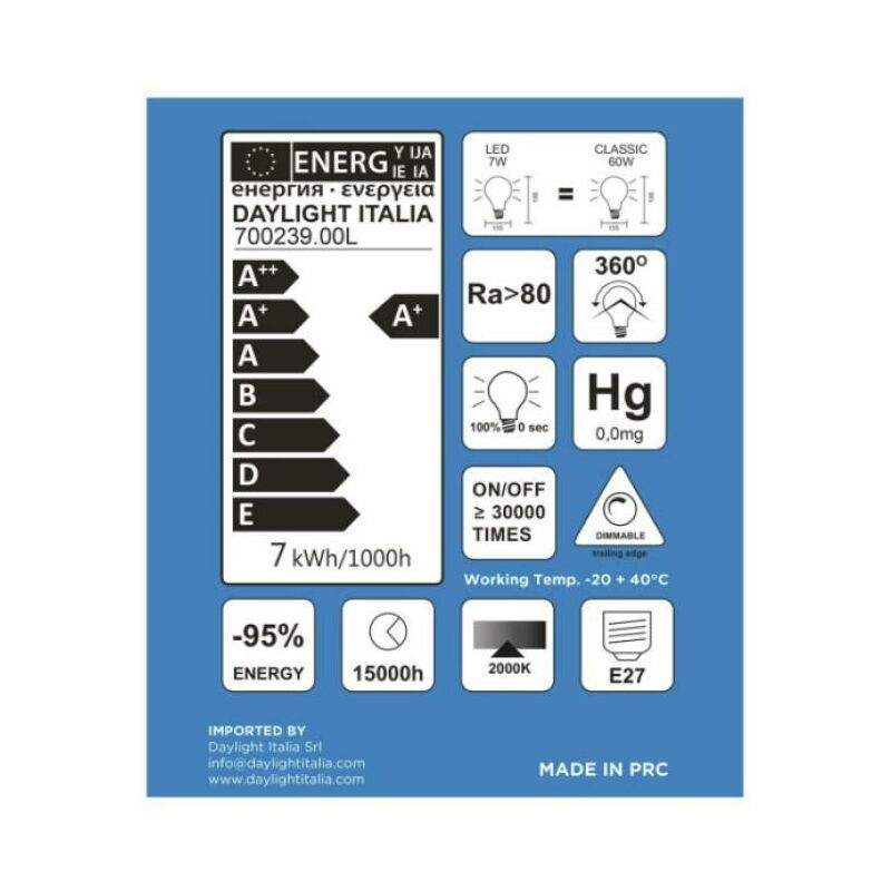 LUEDD Lampadina LED E27 dimmerabile R63 6.2W 520 lm 2700K