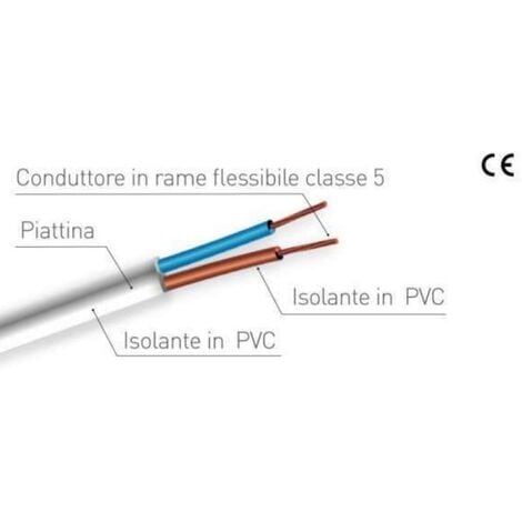 CAVO ELETTRICO PROLUNGA 10MT 2X1MM H05VV-F MATASSA FILO ELETTRICO NERO