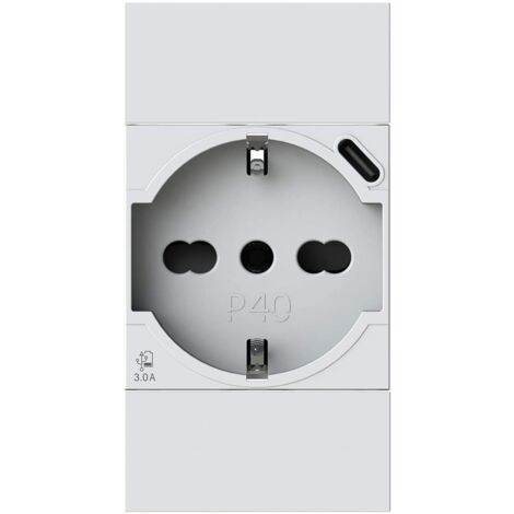 Presa bipasso e schuko 4Box P40 con USB 3.0A Bticino Living Now 4B.KW.P40.USB