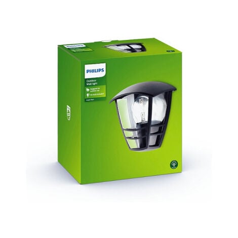 Philips consumer applique creek colore nero per esterno 60w e27 915002790302 153873016