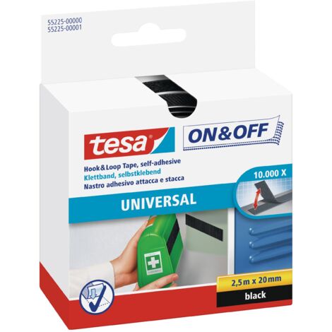 Tesa Attaccastacca Adesivo Rettangolare Nero 2,5X20 - Resistente e Versatile