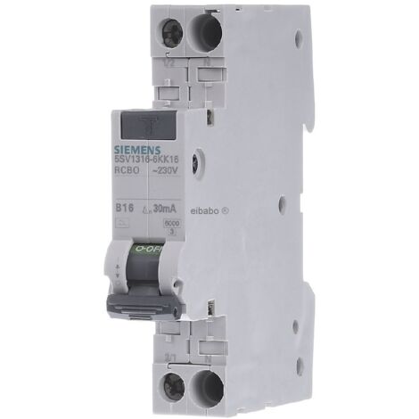 Siemens interruttore magnetotermico differenziale mtd 1p+n 1m 6ka tipo ac 30ma c16