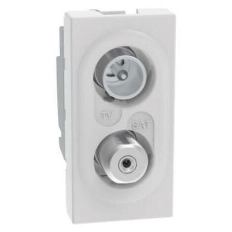 RiteAV - Presa di alimentazione 15 Amp e 1 porta cavo coassiale TV-tipo F e 1 porta Cat6 Ethernet bianco decorativo tipo parete piastra bianca