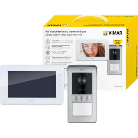 VIMAR K42930 Kit videocitofono monofamiliare con tastiera capacitiva, targa audiovideo RFID, alimentatore 40103, alimentatore barra DIN, tradizionale