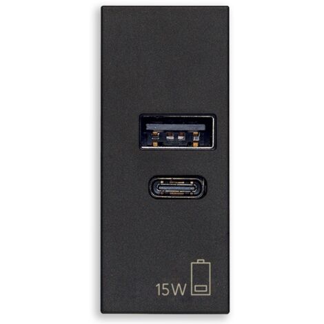 VIMAR 30292.AC15G - ALIMENTATORE USB A+C 15W 5V 1M NERO