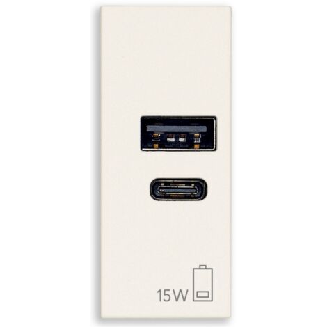 VIMAR 30292.AC15B - ALIMENTATORE USB A+C 15W 5V 1M BIANCO