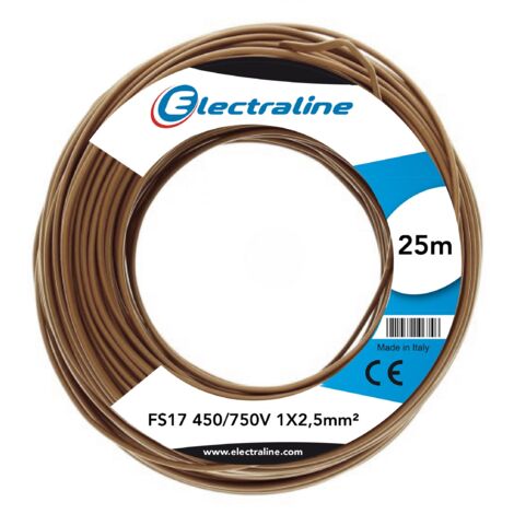 Electraline 13152 Cavo Unipolare FS17, Sezione 1 x 2.5 mm², Marrone, 25 m