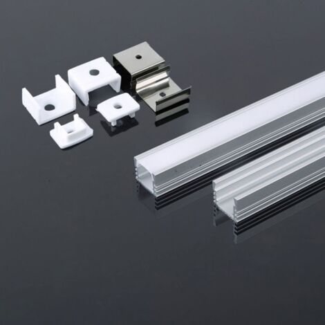 V-TAC Profilo Alluminio Silver per Strip LED (Max l: 12,4mm) Satinato 2000x17,4x12,1mm